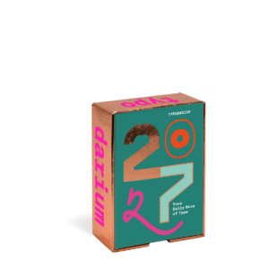 Produktabbildung Typodarium 2027 in pink, mint, orangerot und bronze