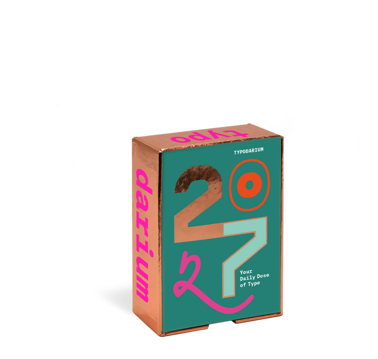 Produktabbildung Typodarium 2027 in pink, mint, orangerot und bronze